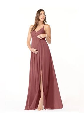 Maternity Azazie V-Neck Chiffon Maxi Dress